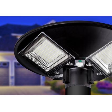 Farola solar LED regulable con sensor LED/15W/6V 11000 mAh 6500K IP65 negra + control remoto