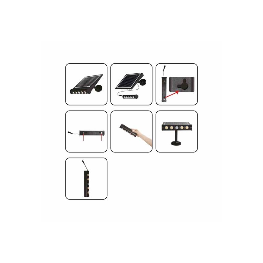 Lámpara solar de pared LED con sensor de movimiento y crepúsculo LED/8W/3,7V 4000 mAh 4000K IP65
