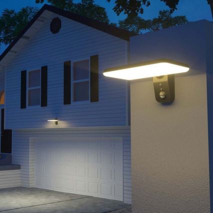 Lámpara solar de pared LED con sensor LED/15W/3,2V 4000K/6000K IP65 6000 mAh negra