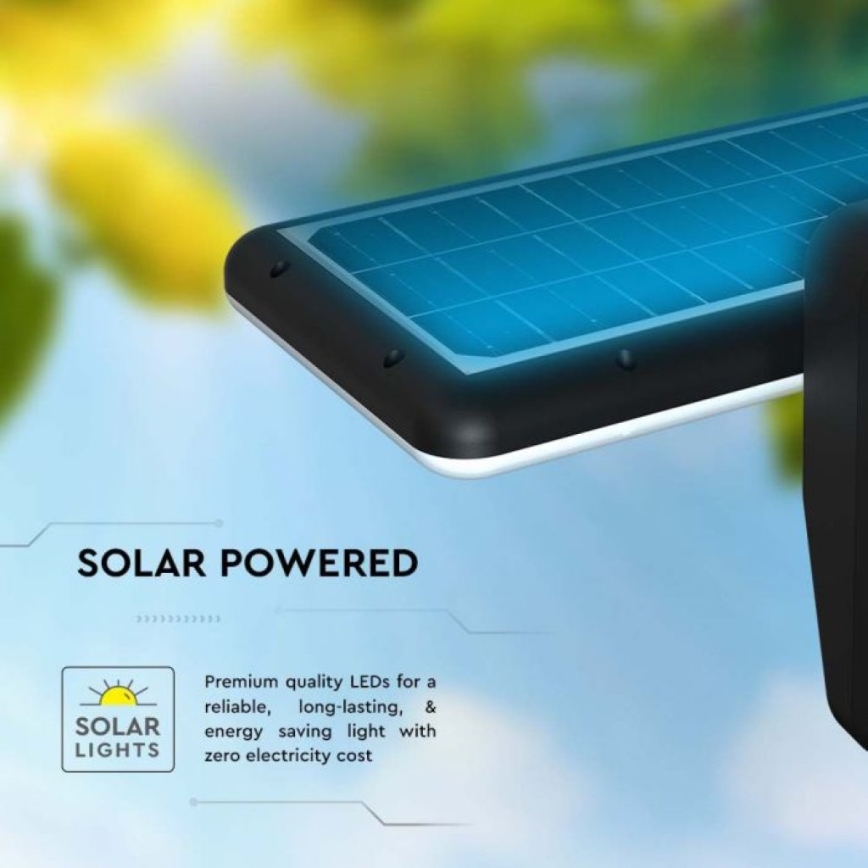 Lámpara solar de pared LED con sensor LED/15W/3,2V 4000K/6000K IP65 6000 mAh negra
