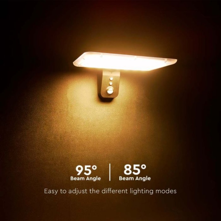Lámpara solar de pared LED con sensor LED/15W/3,2V 4000K/6000K IP65 6000 mAh negra