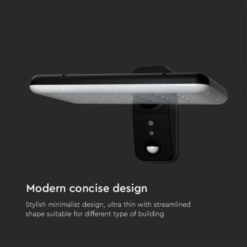 Lámpara solar de pared LED con sensor LED/15W/3,2V 4000K/6000K IP65 6000 mAh negra