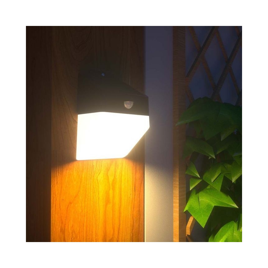Lámpara de pared solar LED con sensor LED/2W/3,7V 4000K IP65 1200 mAh