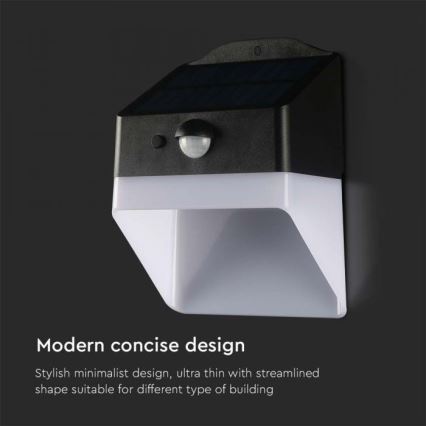 Lámpara de pared solar LED con sensor LED/2W/3,7V 4000K IP65 1200 mAh