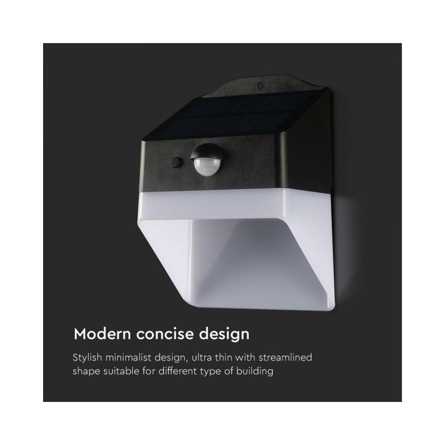 Lámpara de pared solar LED con sensor LED/2W/3,7V 4000K IP65 1200 mAh