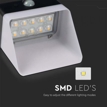 Lámpara de pared solar LED con sensor LED/2W/3,7V 4000K IP65 1200 mAh
