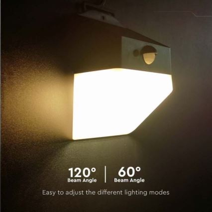 Lámpara de pared solar LED con sensor LED/2W/3,7V 4000K IP65 1200 mAh
