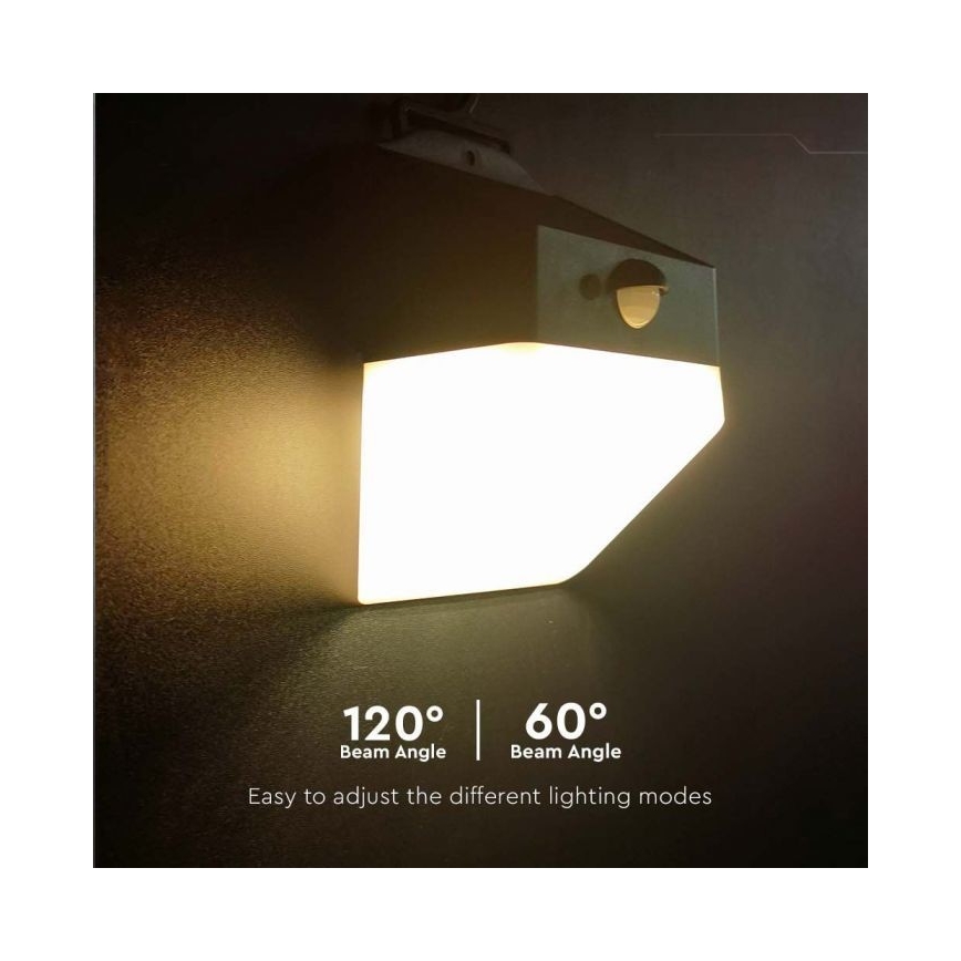 Lámpara de pared solar LED con sensor LED/2W/3,7V 4000K IP65 1200 mAh