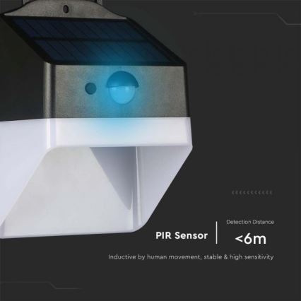 Lámpara de pared solar LED con sensor LED/2W/3,7V 4000K IP65 1200 mAh