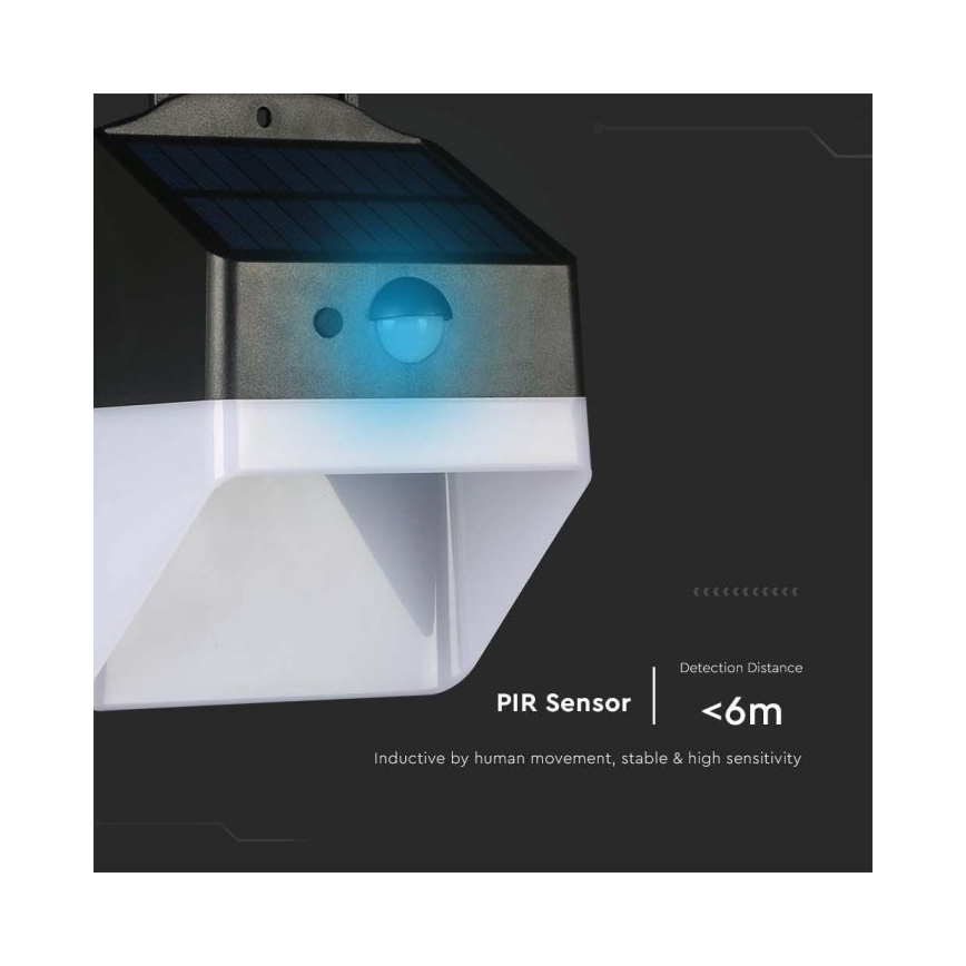 Lámpara de pared solar LED con sensor LED/2W/3,7V 4000K IP65 1200 mAh
