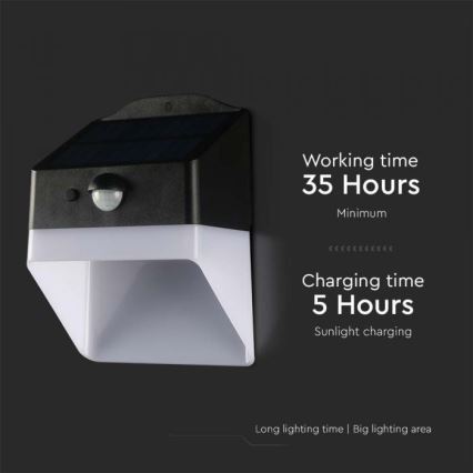 Lámpara de pared solar LED con sensor LED/2W/3,7V 4000K IP65 1200 mAh