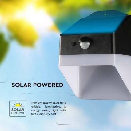 Lámpara de pared solar LED con sensor LED/2W/3,7V 4000K IP65 1200 mAh
