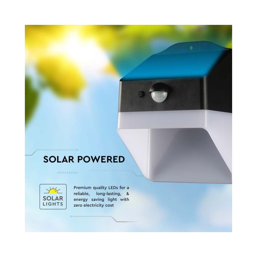 Lámpara de pared solar LED con sensor LED/2W/3,7V 4000K IP65 1200 mAh
