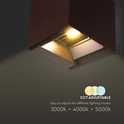 Lámpara solar de pared LED con sensor LED/9W/3,7V 3000/4000/5000K 2600 mAh IP65 marrón