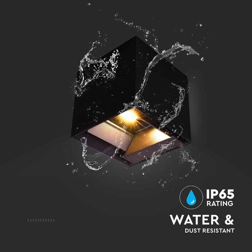 Lámpara solar de pared LED con sensor LED/9W/3,7V 3000/4000/5000K 2600 mAh IP65 negra
