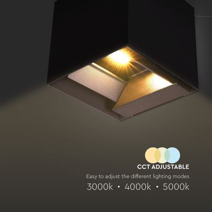 Lámpara solar de pared LED con sensor LED/9W/3,7V 3000/4000/5000K 2600 mAh IP65 negra