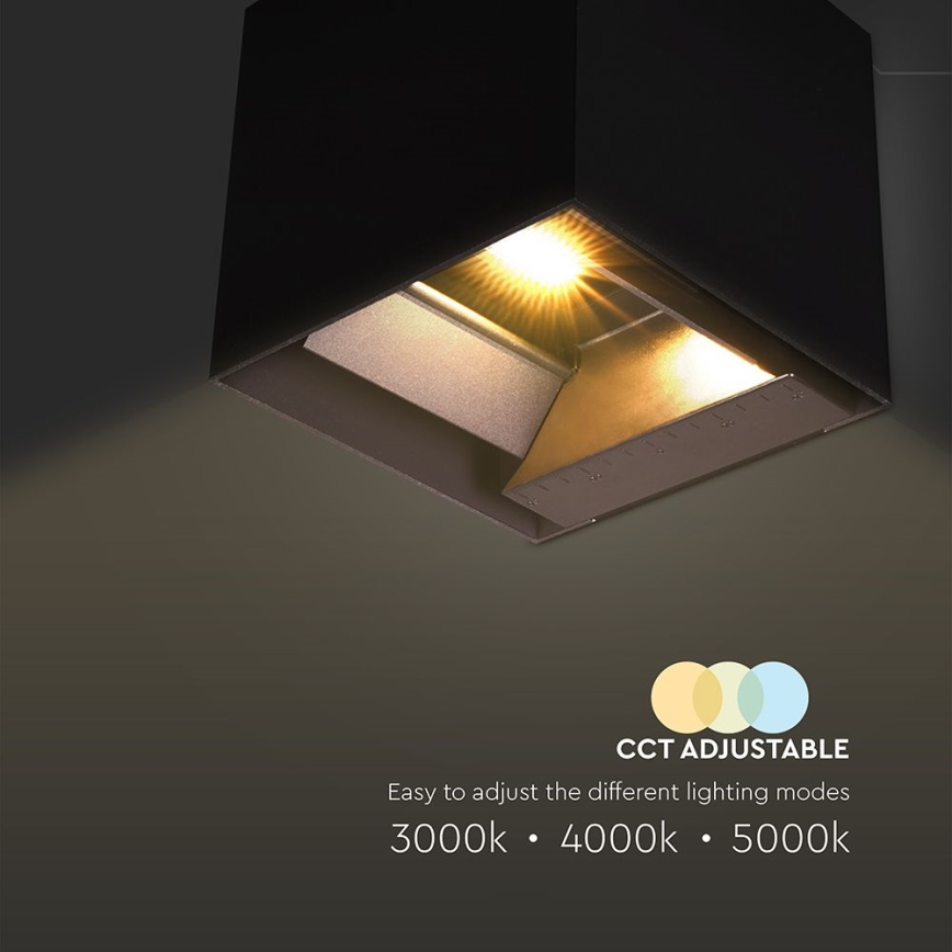 Lámpara solar de pared LED con sensor LED/9W/3,7V 3000/4000/5000K 2600 mAh IP65 negra