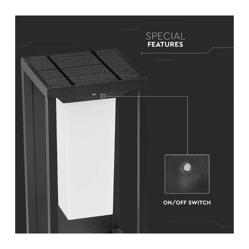 Lámpara de pared solar LED con sensor CHIP SAMSUNG LED/2W/3,7V IP65 2600 mAh