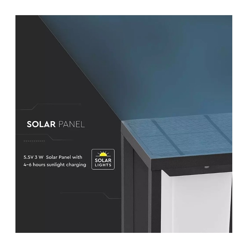 Lámpara de pared solar LED con sensor CHIP SAMSUNG LED/2W/3,7V IP65 2600 mAh