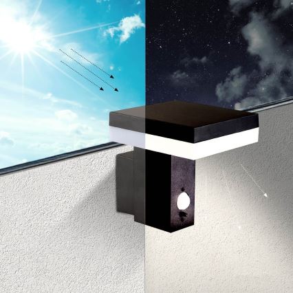 Lámpara de pared solar LED con sensor SOLARIS2 LED/5,5W/3,7V 4000K IP44 2600 mAh