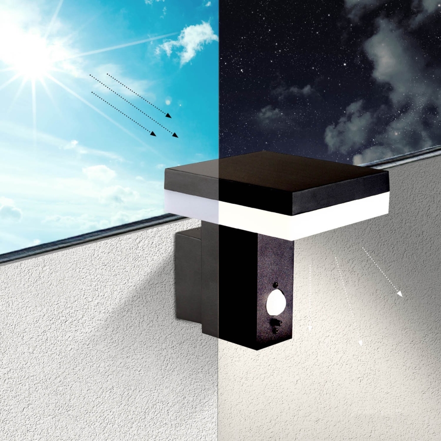 Lámpara de pared solar LED con sensor SOLARIS2 LED/5,5W/3,7V 4000K IP44 2600 mAh