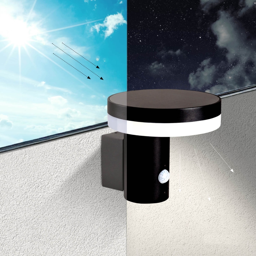 Lámpara de pared solar LED con sensor SOLARIS3 LED/5,5W/3,7V 4000K IP44 2600 mAh