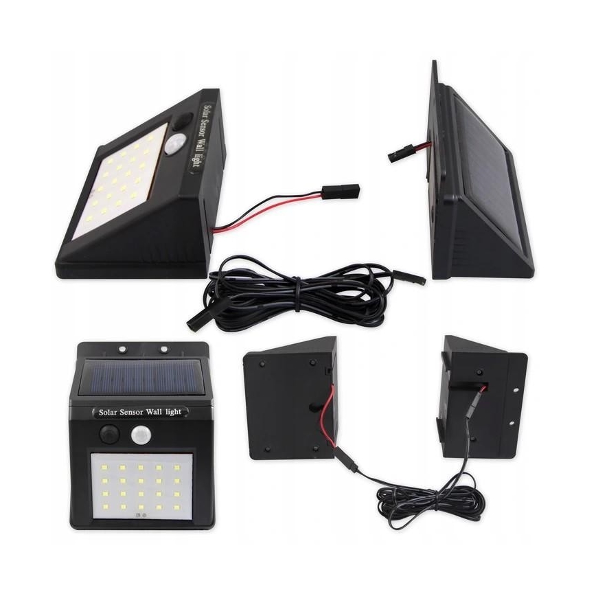 Lámpara de pared solar LED con sensor y panel externo LED/0,55W/3,7V 1200 mAh IP65