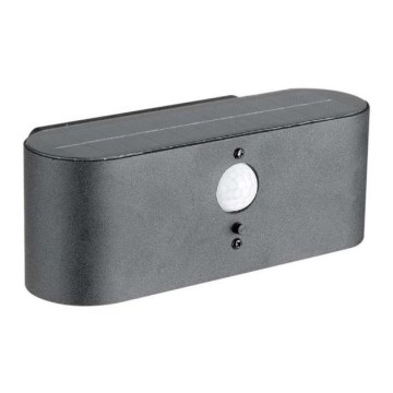 Lámpara solar LED de pared para exterior con sensor LED/2,5W/3,7V 3000K IP54 2000 mAh