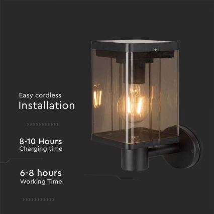 Lámpara solar LED de pared para exterior con sensor LED/2,5W/3,7V 3000K IP54 2000 mAh