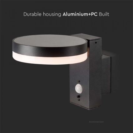 Lámpara solar LED de pared para exterior con sensor LED/5,5W/3,7V 3000K IP54 2000 mAh