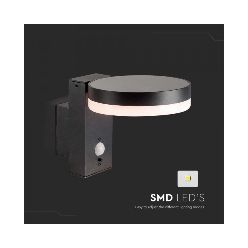 Lámpara solar LED de pared para exterior con sensor LED/5,5W/3,7V 3000K IP54 2000 mAh