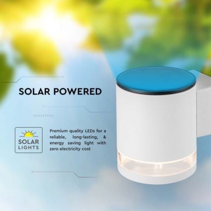 Lámpara de pared solar LED para exterior LED/1W/3,7V 3000K IP54 1200 mAh blanca