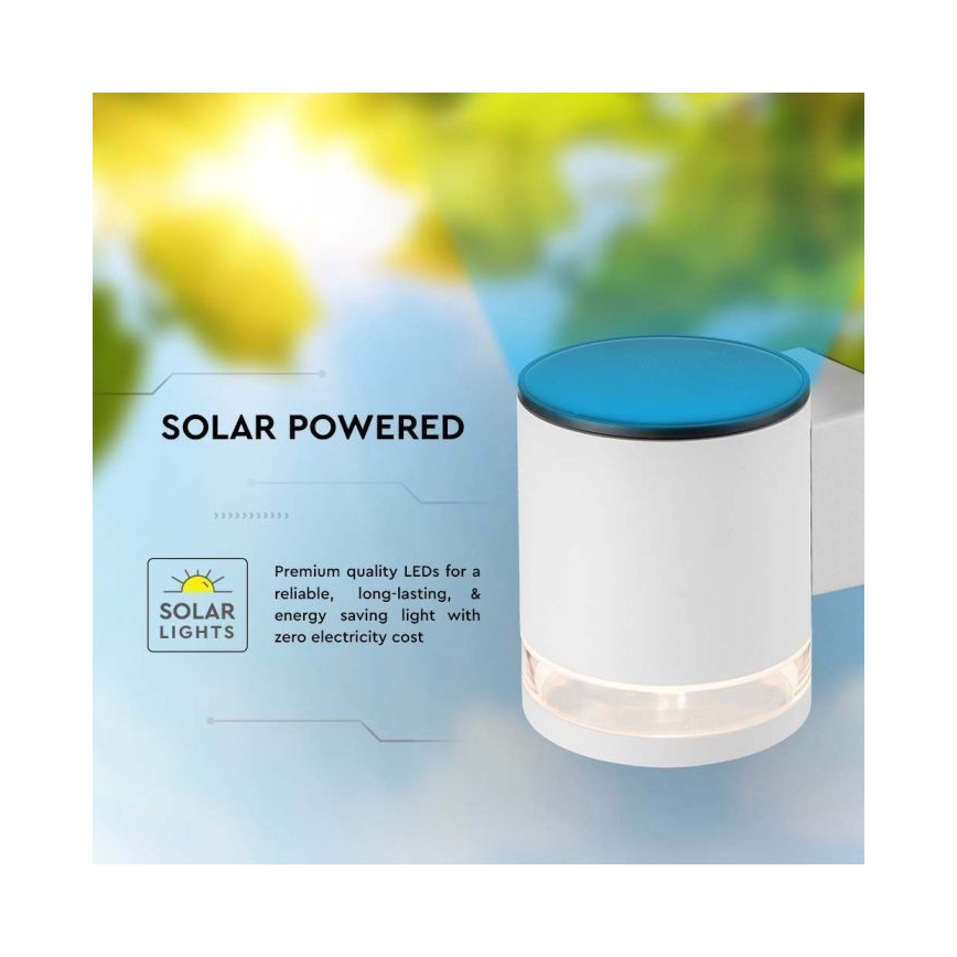 Lámpara de pared solar LED para exterior LED/1W/3,7V 3000K IP54 1200 mAh blanca