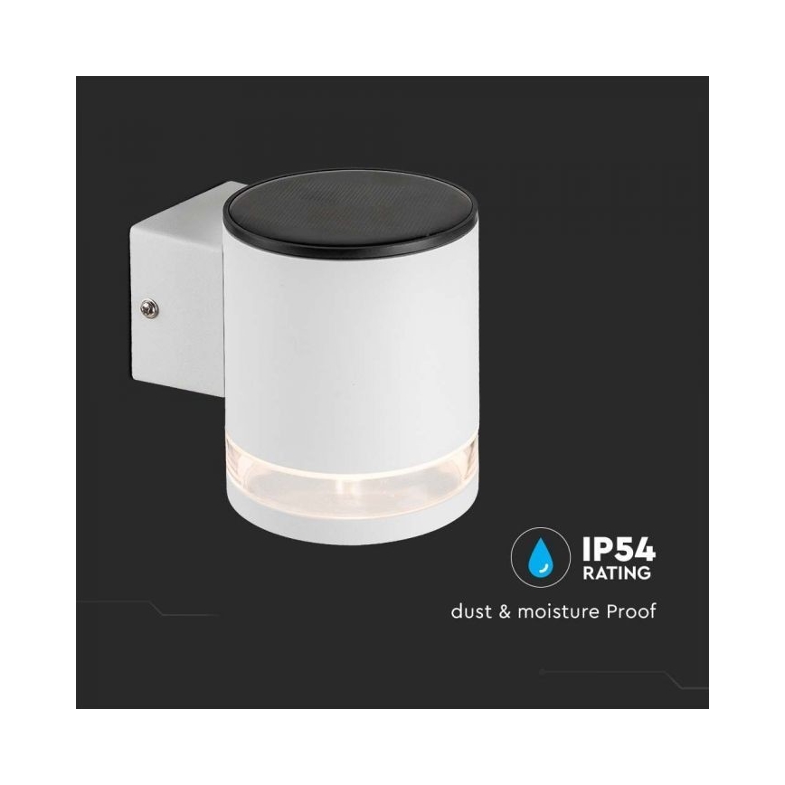 Lámpara de pared solar LED para exterior LED/1W/3,7V 3000K IP54 1200 mAh blanca