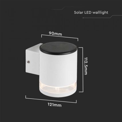 Lámpara de pared solar LED para exterior LED/1W/3,7V 3000K IP54 1200 mAh blanca