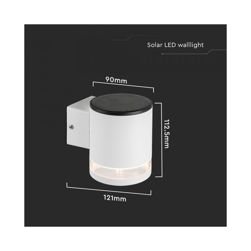Lámpara de pared solar LED para exterior LED/1W/3,7V 3000K IP54 1200 mAh blanca
