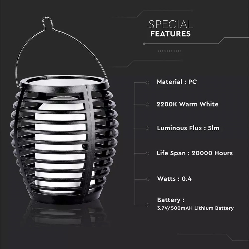 Lámpara solar LED FLAME 4en1 1xLED/0,45W/3,7V IP44 500 mAh