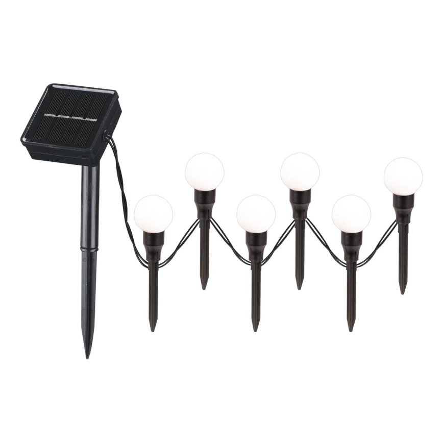 Lámpara solar LED KULKI 6xLED/1,2V 600 mAh 4,3 m IP44 negro/blanco