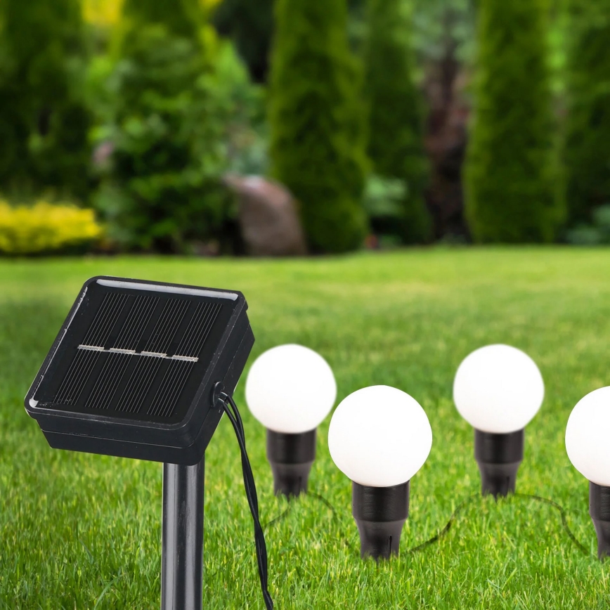 Lámpara solar LED KULKI 6xLED/1,2V 600 mAh 4,3 m IP44 negro/blanco