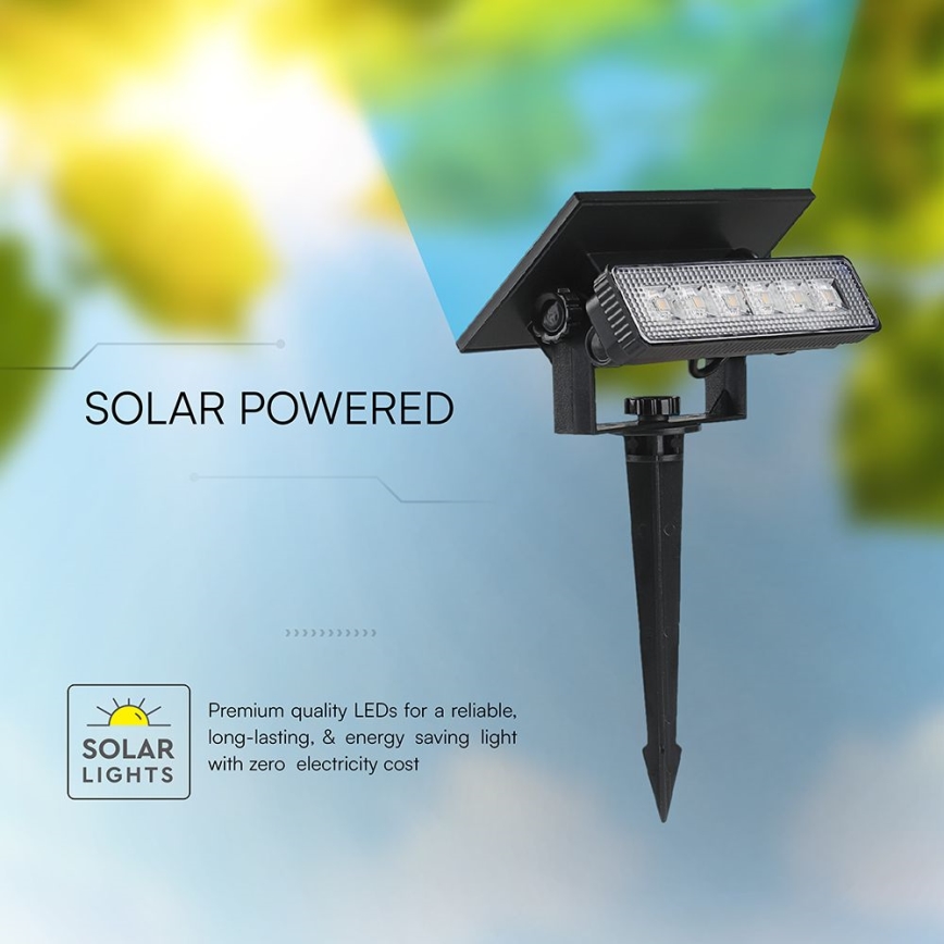 Lámpara solar LED 2en1 LED/0,9W/3,7V 3000K IP65 1200 mAh negro