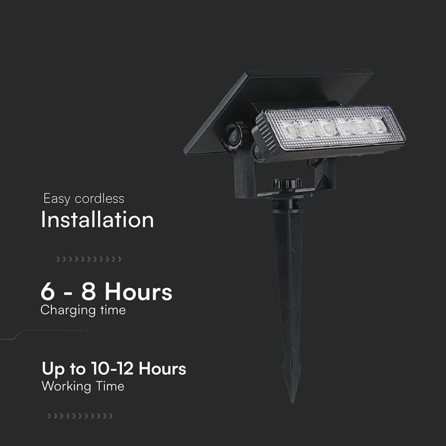 Lámpara solar LED 2en1 LED/0,9W/3,7V 3000K IP65 1200 mAh negro