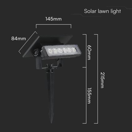 Lámpara solar LED 2en1 LED/0,9W/3,7V 3000K IP65 1200 mAh negro