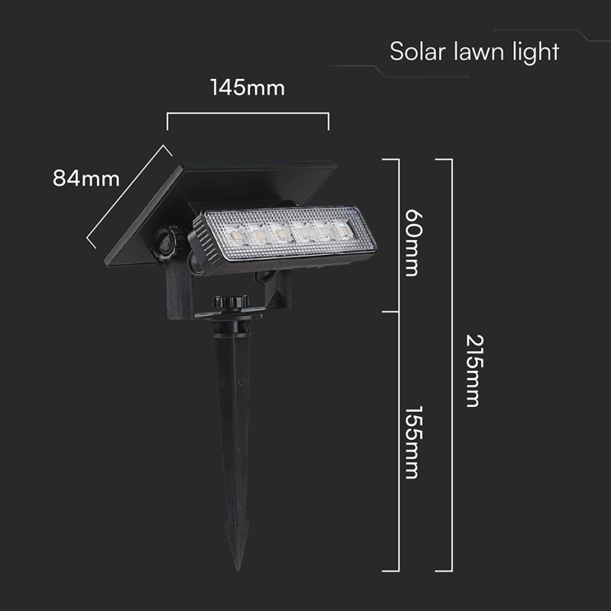 Lámpara solar LED 2en1 LED/0,9W/3,7V 3000K IP65 1200 mAh negro