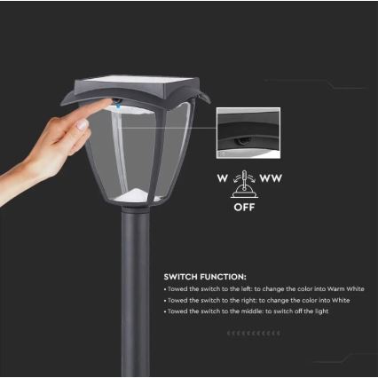 Lámpara solar LED LED/2W/230V 93 cm 3000/6000K IP65 2200 mAh