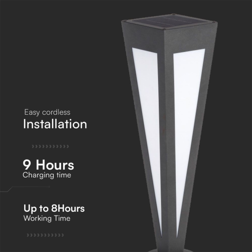 Lámpara solar LED LED/2W/3,7V IP65 3000K 2600 mAh negro + control remoto