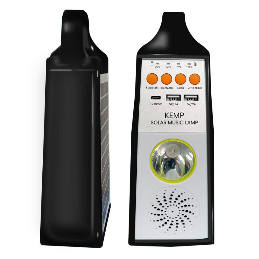 Lámpara solar LED multifuncional con altavoz y power bank LED/5W/7200mAh IP65