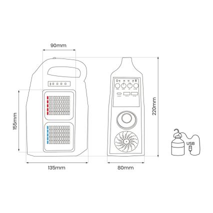 Lámpara solar LED multifuncional con altavoz y power bank LED/5W/7200mAh IP65
