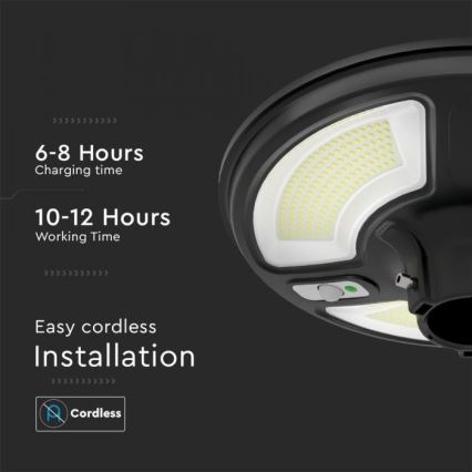 Lámpara solar LED para exteriores con sensor LED/10W/3,2V IP65 4000K 15000 mAh + mando a distancia
