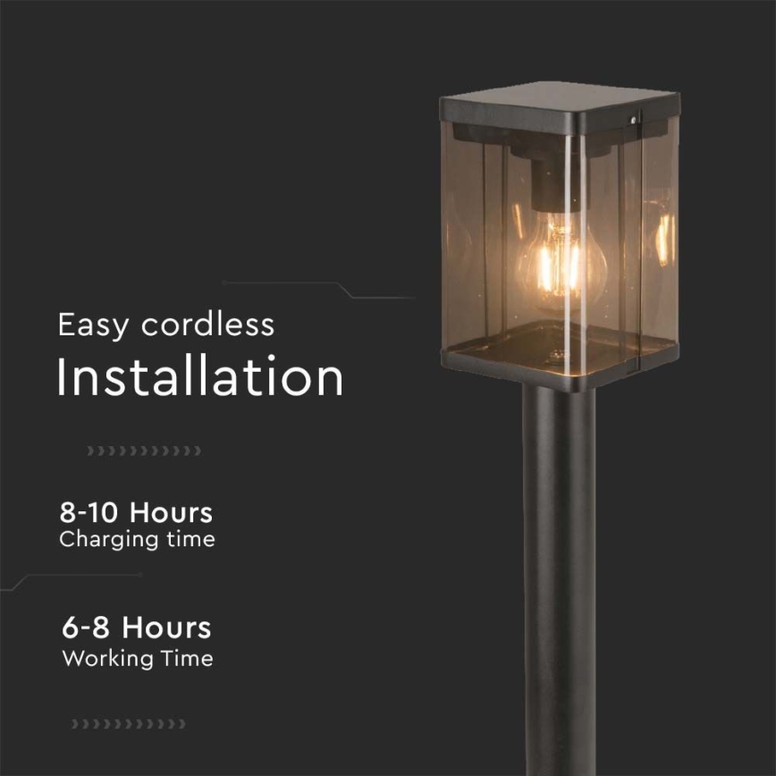 Lámpara solar LED para exteriores con sensor LED/2,5W/3,7V 3000K IP54 negro