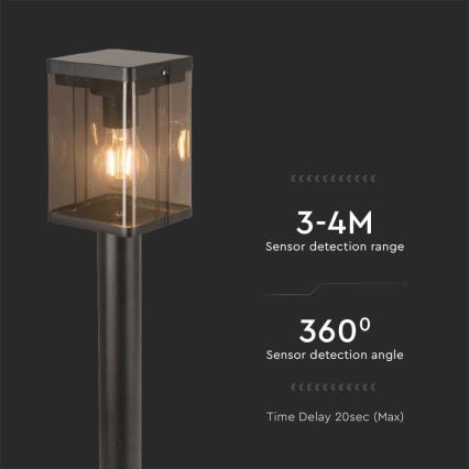 Lámpara solar LED para exteriores con sensor LED/2,5W/3,7V 3000K IP54 negro
